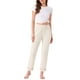 thumbnail image 2 of Pantalones de pijama para mujer INSPIRE CHIC de algodón de punto acanalado con cintura elástica, pierna recta y bolsillos, ropa de casa casual, color blanco, 2 of 6