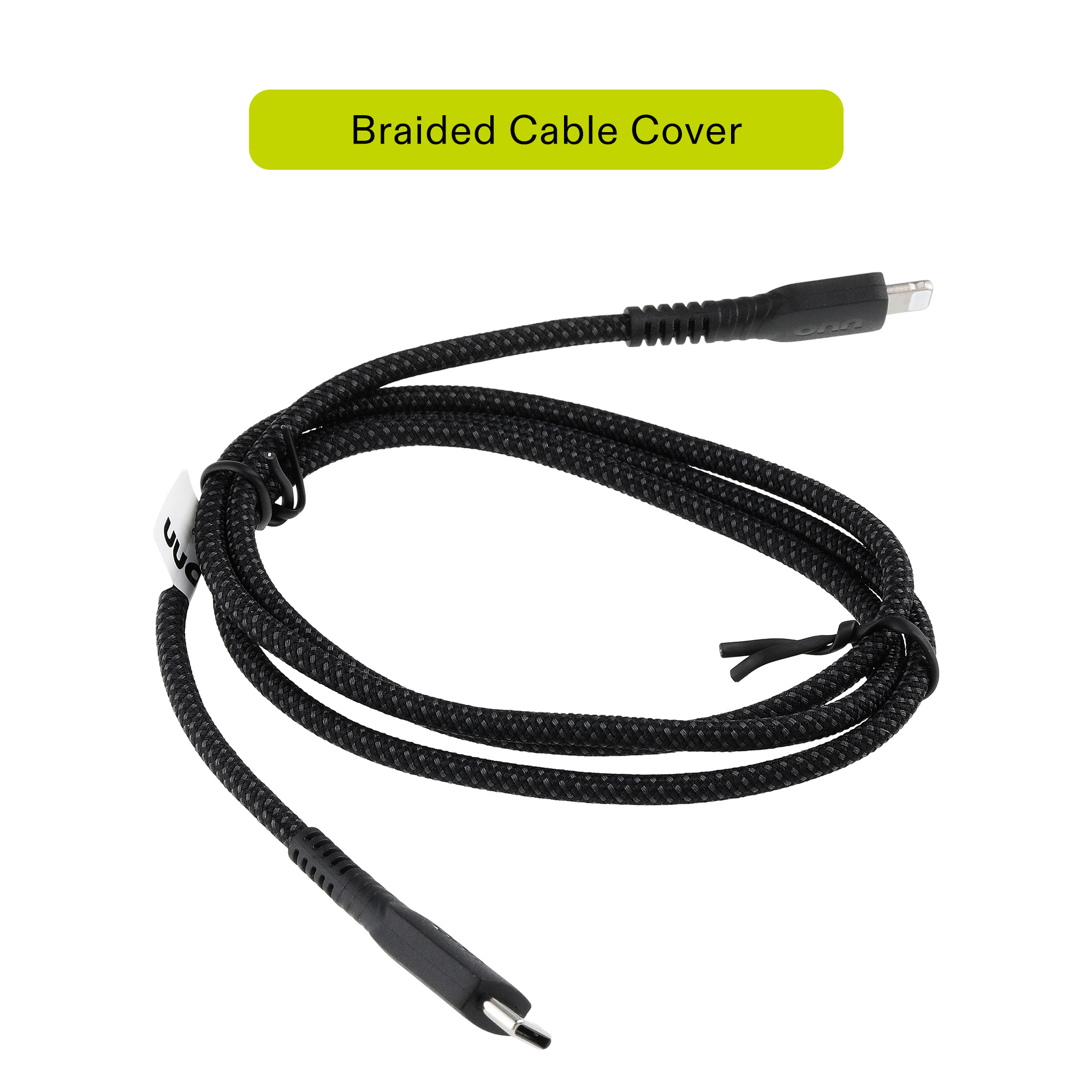 onn 3-Foot Braided Lightning to USB-C Cable, Black photo 4