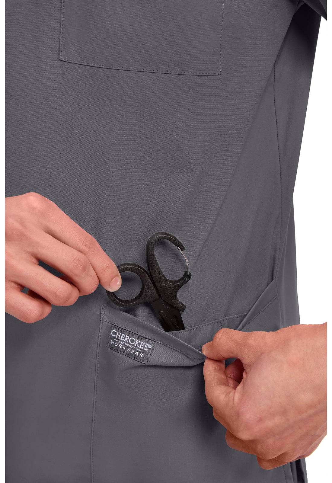 Cherokee Workwear Professionals Scrubs Top for Men V-Neck WW695, XL, Pewter