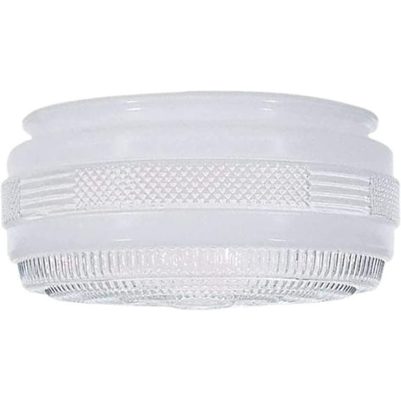 Aspen Creative 23604-01, 6" Clear And White Drum Replacement Glass Shade For Ceiling Fixture, 6"Dia x 3-1/4"H / Fitter 5-5/8