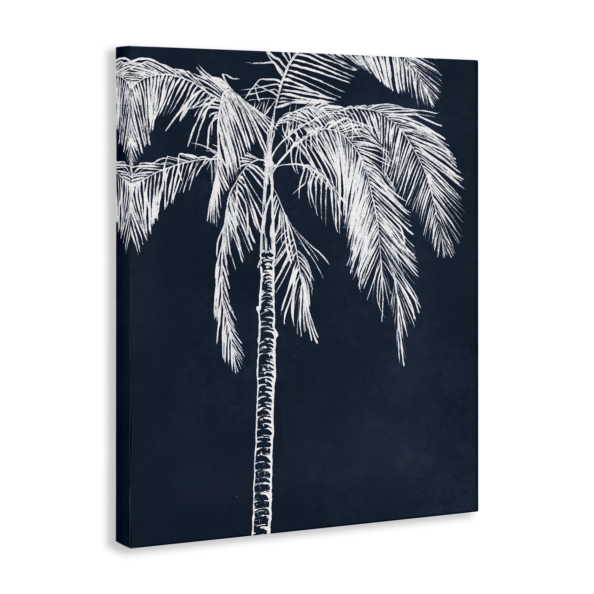 Stupell Industries White Outline Palm Tree Plants & Flowers Painting Wrapped Canvas Art Print Wall Art, 16 x 20