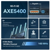 TP-Link Tri-Band 6-Stream Wi-Fi 6E Router - 6 Ghz Band - Speed up to 5.4 Gbps - Archer AXE5400