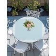 thumbnail image 6 of Aqua Geometric Round Fitted Tablecloth with Elastic Edge, Waterproof Table Cloth Table Cover for 36"-44" Tables, White Greek Key Design Abstract Modern Art Tablecloths for Dining Picnic Outdoor, 6 of 9