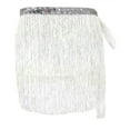 thumbnail image 4 of Ousvtion Clearance Deals Sequin Tassel Skirt for Women, Womens Belly Dance Hip Scarf Wrap Sparkly Tinsel Fringe Skirts Rave Festival Outfit Mardi Gras Costume,White,Free Size, 4 of 4