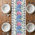 thumbnail image 4 of Table Runner 48 Inches Long for Kitchen Dining, Blue Pink Hydrangea Dresser Scarf Farmhouse, Dining Table Decorations for Wedding/Parties, Eucalyptus Leaves Summer Botanical Plaid 13 x 48 In, 4 of 8