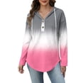 thumbnail image 6 of Sexlip Womens Color Block Sweatshirt Zip Long Sleeve V Neck Drawstring Hoodies Casual Fall Comfort Pocket Pullover Tops Pink M, 6 of 6