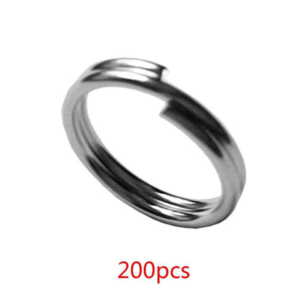 200Pcs Stainless Steel Double Split Ring Round Fishing Tackle Connectors 