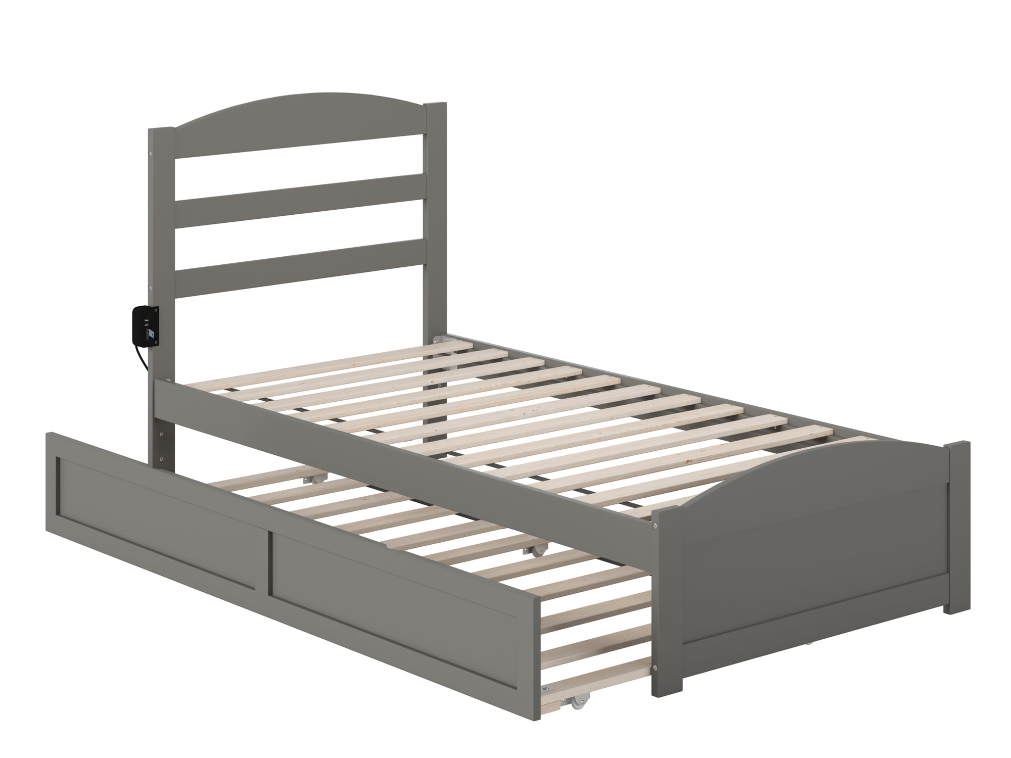AFI Warren Twin Wood Platform Bed with Headboard Footboard & Twin Trundle, Grey