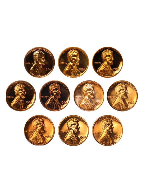 Collectible 1960-1969 Proof & SMS Lincoln Memorial Cent Run - 10 Coins