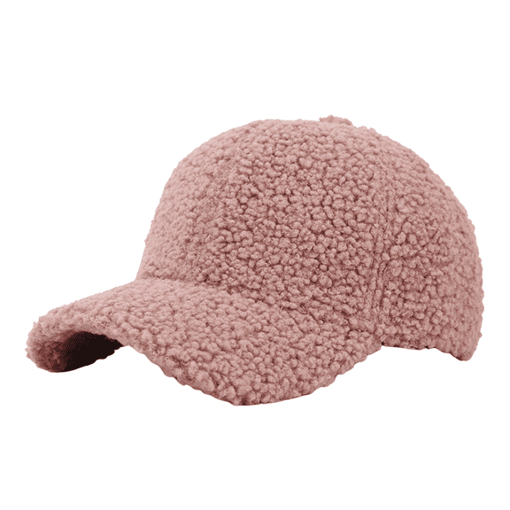 Women Winter Lamb Wool Baseball Cap Warm Plush Lined Curved Brim Hat Cozy Cold Weather Casual Cap