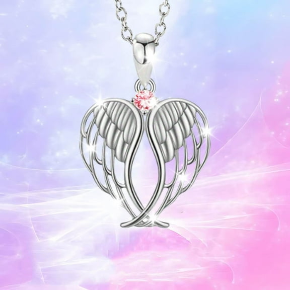 Clearance!Angel Wings Necklace for Women, Guardian Angel Wings Pendant Necklace Angel Wings Heart Necklace Silver Wings Necklace, Christmas Jewelry Gifts