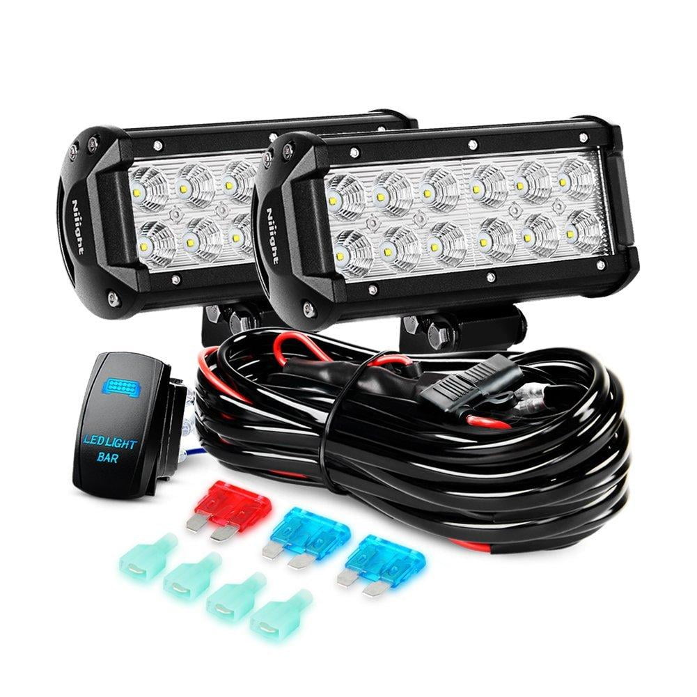 BANSIT 15Inch Single Row Spot Flood Combo Led Light Bar Work Driving Lamp Off Road Fog Lights 2Pcs 3Inch LED Pods Lights for Trucks with Wiring Harness Kit BANSIT 15Inch Single Row Spot Flood Combo Led Light Bar Work Driving Lamp Off Road Fog Lights 2Pcs 3Inch LED Pods Lights for Trucks with Wiring Harness Kit