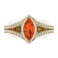 thumbnail image 2 of 1.2ct marquise cut red Zircon 18k yellow gold halo Bridal Wedding Engagement Promise Anniversary Ring for Women size 7.25, 2 of 7