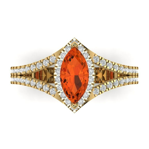 Halo Engagement Ring for Women - 1.2ct Simulated Red Diamond in 18K Yellow Gold Promise Ring