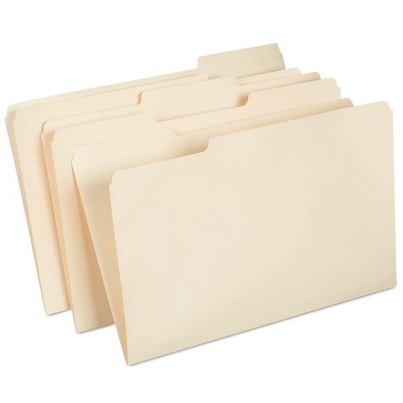 Carpetas de archivos Staples Manila Legal, tamaño 3 pestañas, surtidas, 100 unidades