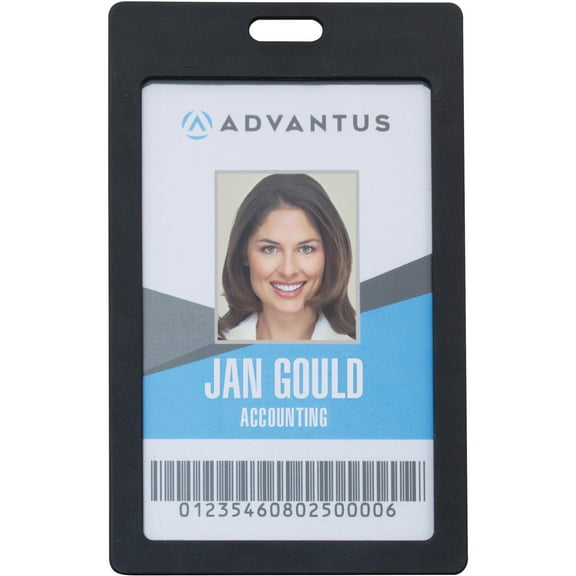 Advantus, AVT97068, Vertical Rigid ID Badge Holder, 6 / Pack, Black