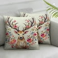 thumbnail image 2 of Nawypu  Couch Pillow Cover Set of 2 Deer, Watercolor Deer Antler Cherry Flowers Bullfinch Decorative Throw Pillowcase Cushion Cover Throw Pillows Covers for Sofa Bedroom Car Living Room, 2 of 6