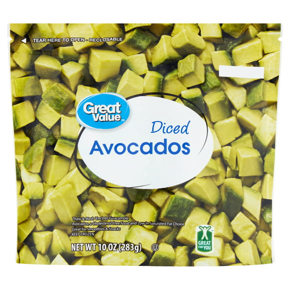 Great Value Diced Avocados, 10 oz Bag (Frozen)