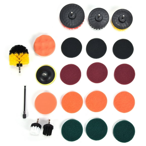22PCS Drill Brush Attachment Scrub Pads Sponge Scrubber Brush Cleaning for Wall Floor Dust Removal