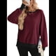 thumbnail image 2 of Sudadera Holgada de Otoño para Mujer, Informal, de Punto Gofre, Larga, Cuello Redondo, Abertura, Tipo Túnica. Rojo y Negro L, 2 of 9