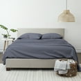 thumbnail image 3 of Noble Linens 4 Piece Pattern Microfiber Bed Sheets Set, Navy Quadrafoil, Queen, 3 of 13