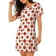thumbnail image 2 of Balery Hand Drawn Tomatoes Camisón de manga corta con cuello redondo para mujer, cómodo y elegante., 2 of 6