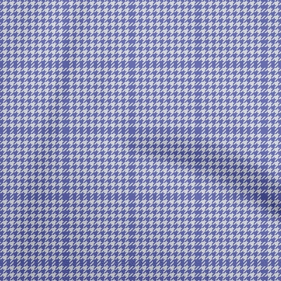 oneOone Cotton Flex Medium Blue Fabric Houndstooth Fabric For Sewing Printed Craft Fabric By The Yard 40 Inch Wide