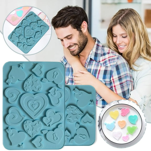 Heart Shape Silicone Molds,Non-stick Candy Heart Molds for Valentine,Food Grade Silicone Heart Molds for Baking,Chocolate,Gummy,Jelly,Wedding Cake,13 Multi-heart Baking Tool
