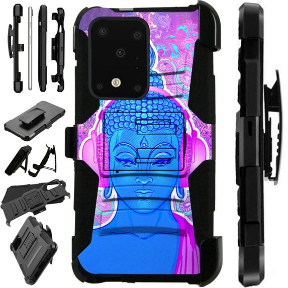WORLD ACC LuxGuard Holster Compatible with Samsung Galaxy S20 Ultra (2020) Case Armor Hybrid Phone Cover (Buddha