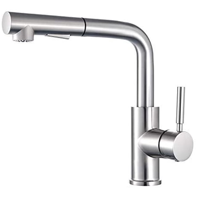 Grifo de cocina, grifo de cocina extensible de alta presión giratorio 360°, grifo mezclador de acero inoxidable con 2 tipos de chorro para cocina/fregadero/bar/casa rodante | cepillado Adepaton ZYY-0112