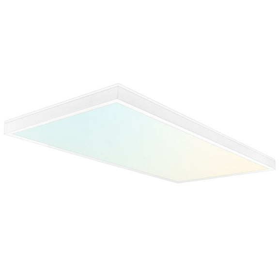 LUXRITE 1x2 Slim Surface Mount Panel Light 5CCT Dimmable 2000/2650/3300 Lumens 18/24/30W Edge Lit Damp Rated ETL