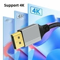 thumbnail image 2 of Xiwai 100cm Right Angled DisplayPort DP to DP Cable 4K 60hz Cable Silver Sleeve Ultra-HD UHD 90 Degree for Desktop Laptop Monitor Graphics Card, 2 of 5