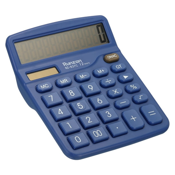 Calculadora de escritorio Uxcell, 12 dígitos, gran pantalla LCD, calculadora electrónica de energía solar, doble alimentación, azul oscuro