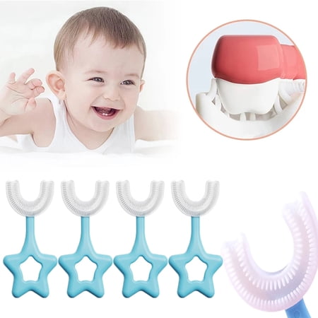 4Pieces U-Shaped Children S Toothbrush  Manual Toothbrush  Children S Oral Cleaning Tools for Kids 0-12 Years Old