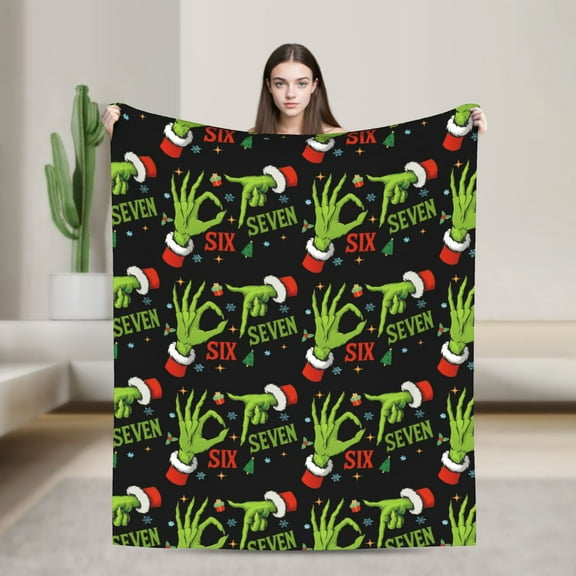 Six Seven Hand Design Flannel Blanket - Soft Lightweight All-Season Throw with Red & Number 67 Design, Machine Washable for Sofa Bed Travel Camping Home Decor Gift