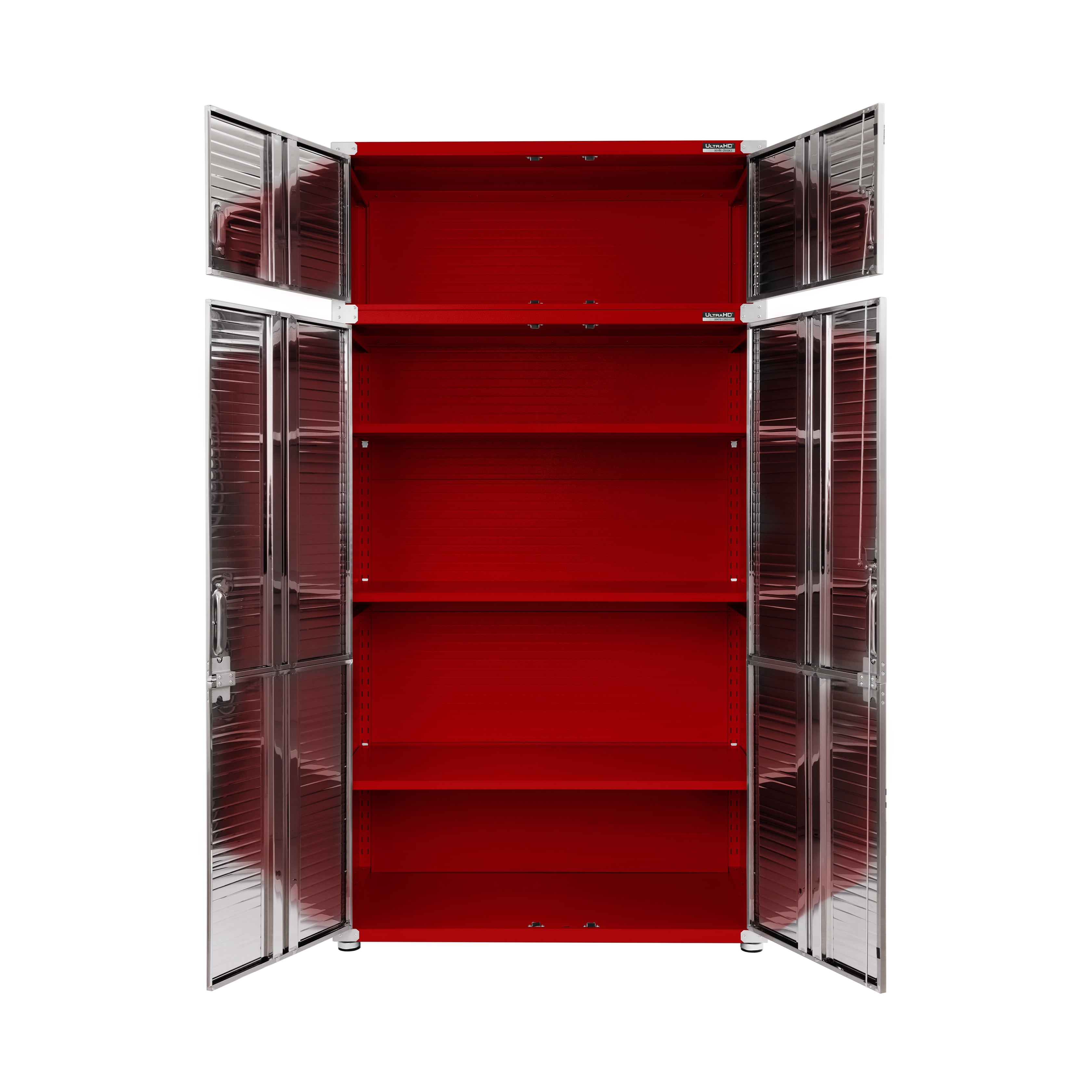 Seville Classics UltraHD® Stacking Top Steel Body Lockable Storage Cabinet Organizer Shelving Unit, 48" W x 24" D x 18.5" H, Red