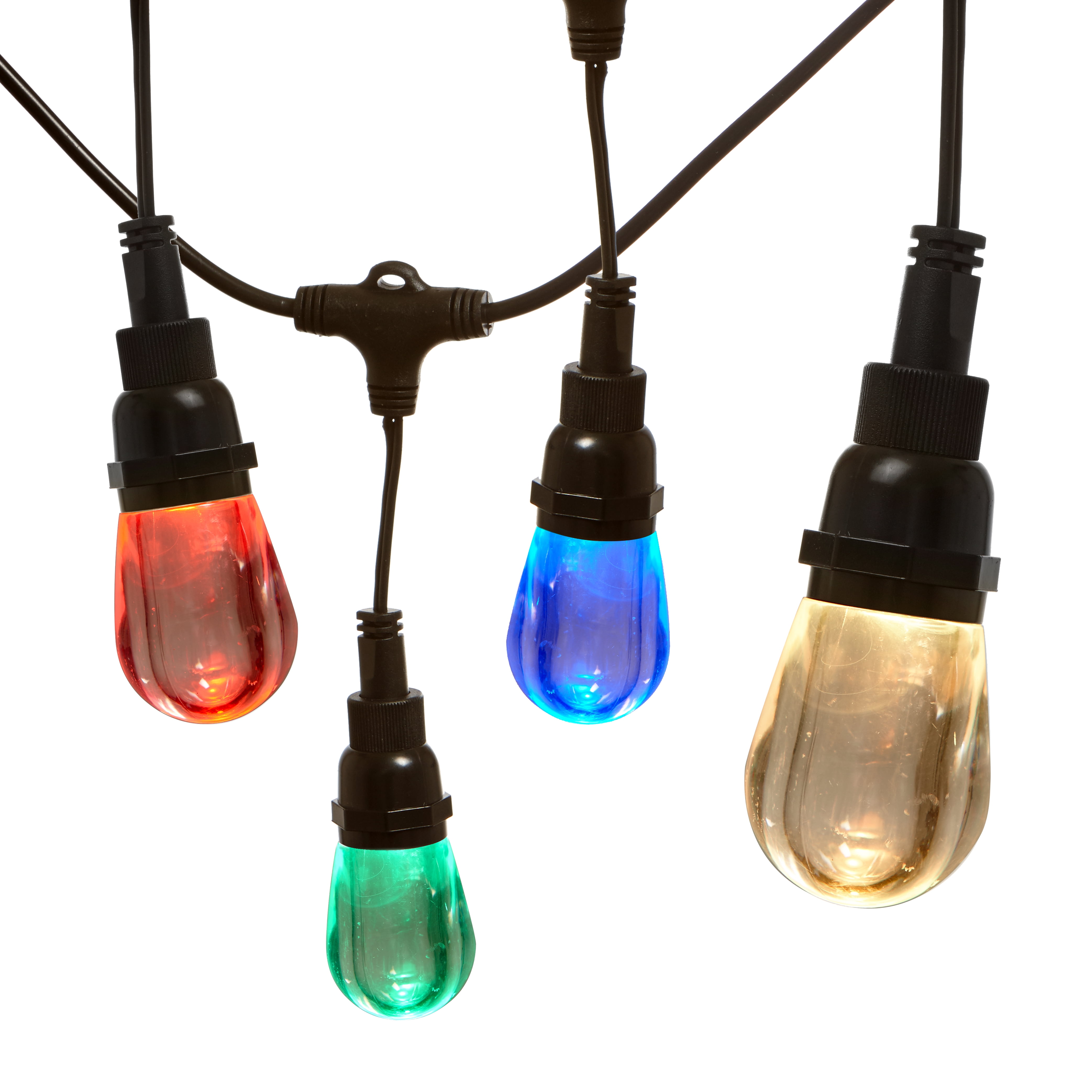 Newhouse Lighting Outdoor Led Color Changing Rgb String Lights With Weatherproof Technology Heavy Duty 36 Foot Cord 18 Hanging Sockets And