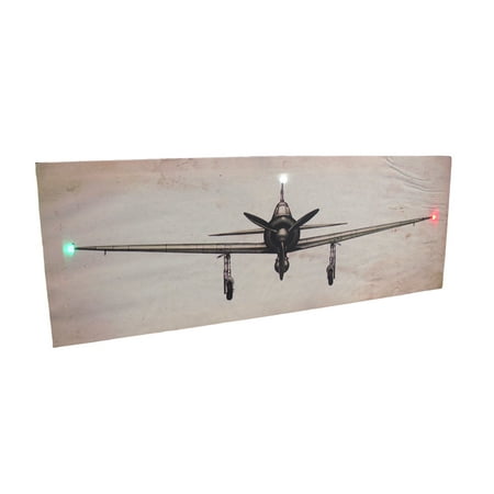 - Vintage Look Airplane LED Lighted Canvas Print Wall Hanging