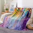 thumbnail image 2 of Purple Flowers Floral Blanket Gifts for Women Kids Girls Mom Birthday Mother''s Day Presens Spring Summer Decor Soft Cozy Plush Throw for Christmas Colorful 50"x60", 2 of 6