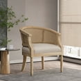 thumbnail image 2 of Noble House Silkie Wood and Cane Club Chair, Beige and Natural, 2 of 9