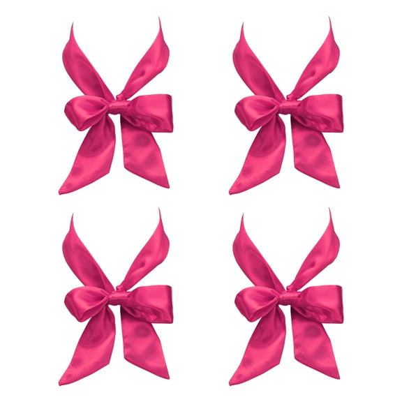 4 Pack Fashion Scarves for Women, Silky Satin Head Scarf 39" x 1.57", Rose Red
