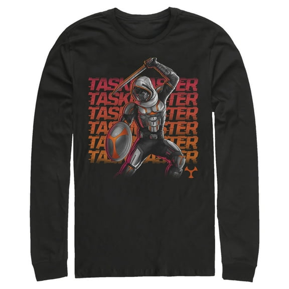 Men's Marvel Black Widow Taskmaster Battle Long Sleeve Shirt Black Medium