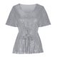 thumbnail image 5 of Tejiojio Women's Sequin Top V-Neck Flared Sleeve Front Tie Sparkly Party Blouse, 5 of 5