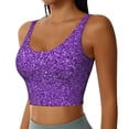 thumbnail image 2 of Bixox Women's Glitter Purple Pattern Fitness Navel Tank Top U-Back Yoga Tank Top Sweatshirt Sports Bra, 2 of 7