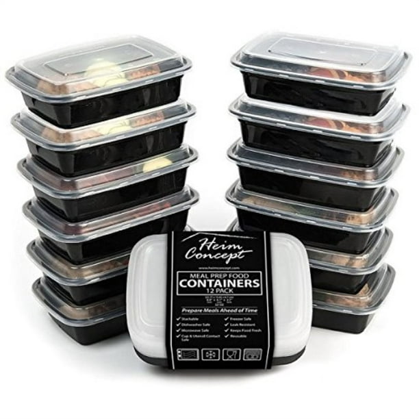 heim concept 12pc premium meal prep food containers with improved lids