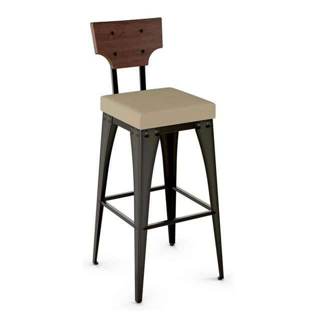 Amisco Tabouret de Bar Rally 30.88" en Tissu Beige/marron/métal