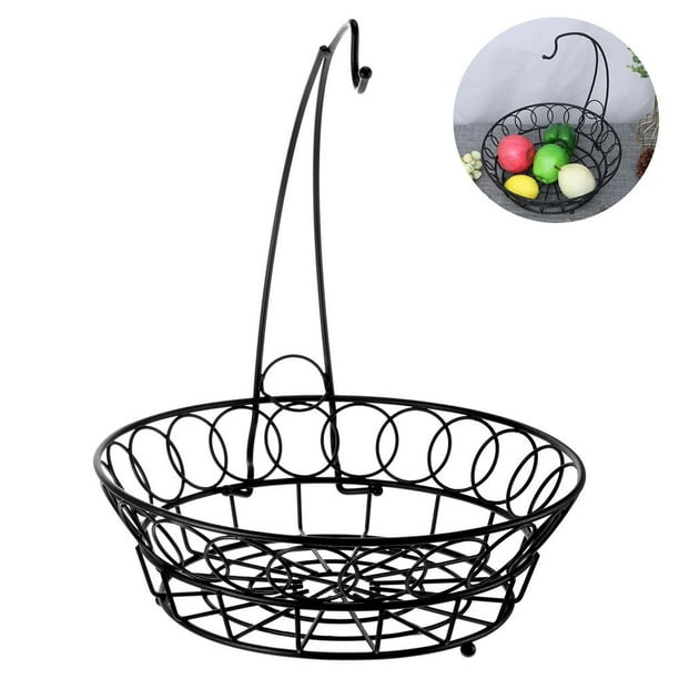Naiovety Cesta de frutas redonda Tazón de frutas multipropósito Soporte de soporte de verduras de hierro con cable Organizador de frutas de encimera con Organizadores de utensilios de cocina Naiovety HA013135-00