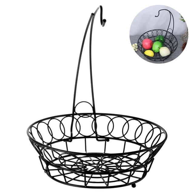 Yuarrent Cesta de frutas redonda Tazón de frutas multipropósito Soporte de soporte de verduras de hierro con cable Organizador de frutas de encimera con Organizadores de utensilios de cocina Yuarrent HA013135-00