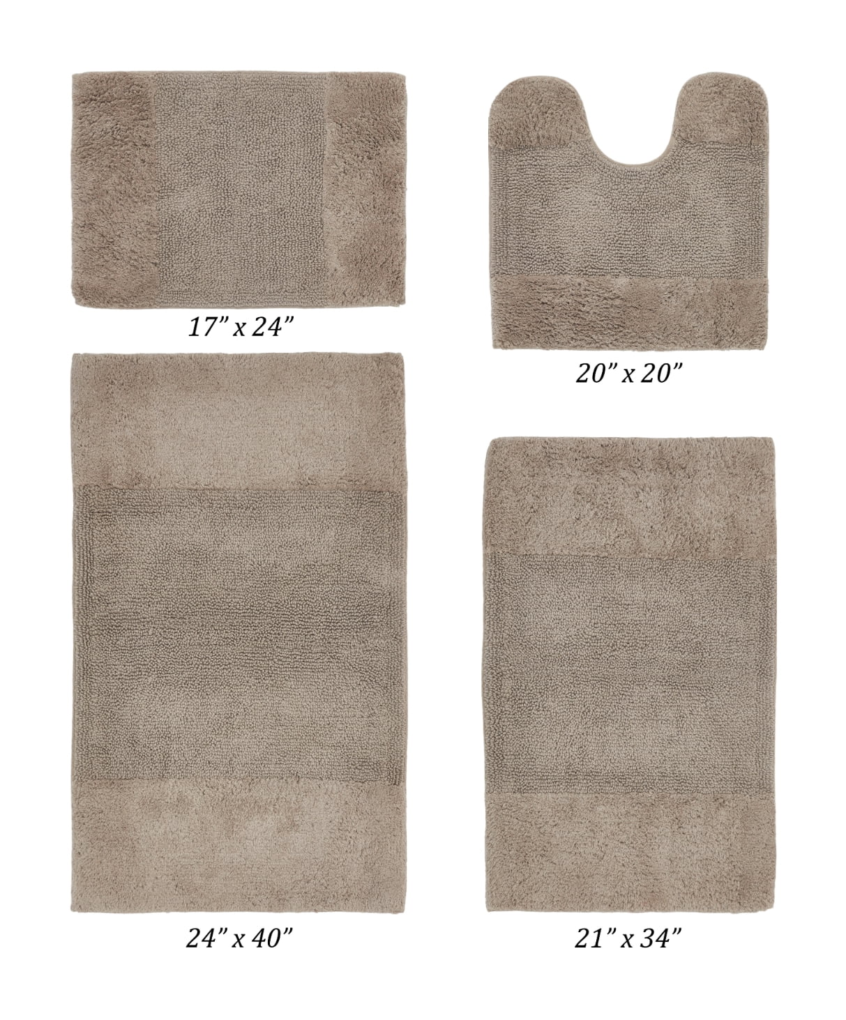 Better Trends 4 Piece Bathroom Rug Set, 100% Cotton, Extra Soft Tufted Bath Mat, Water Absorbent & Non Slip Bath Rug, (Beige) Granada Collection