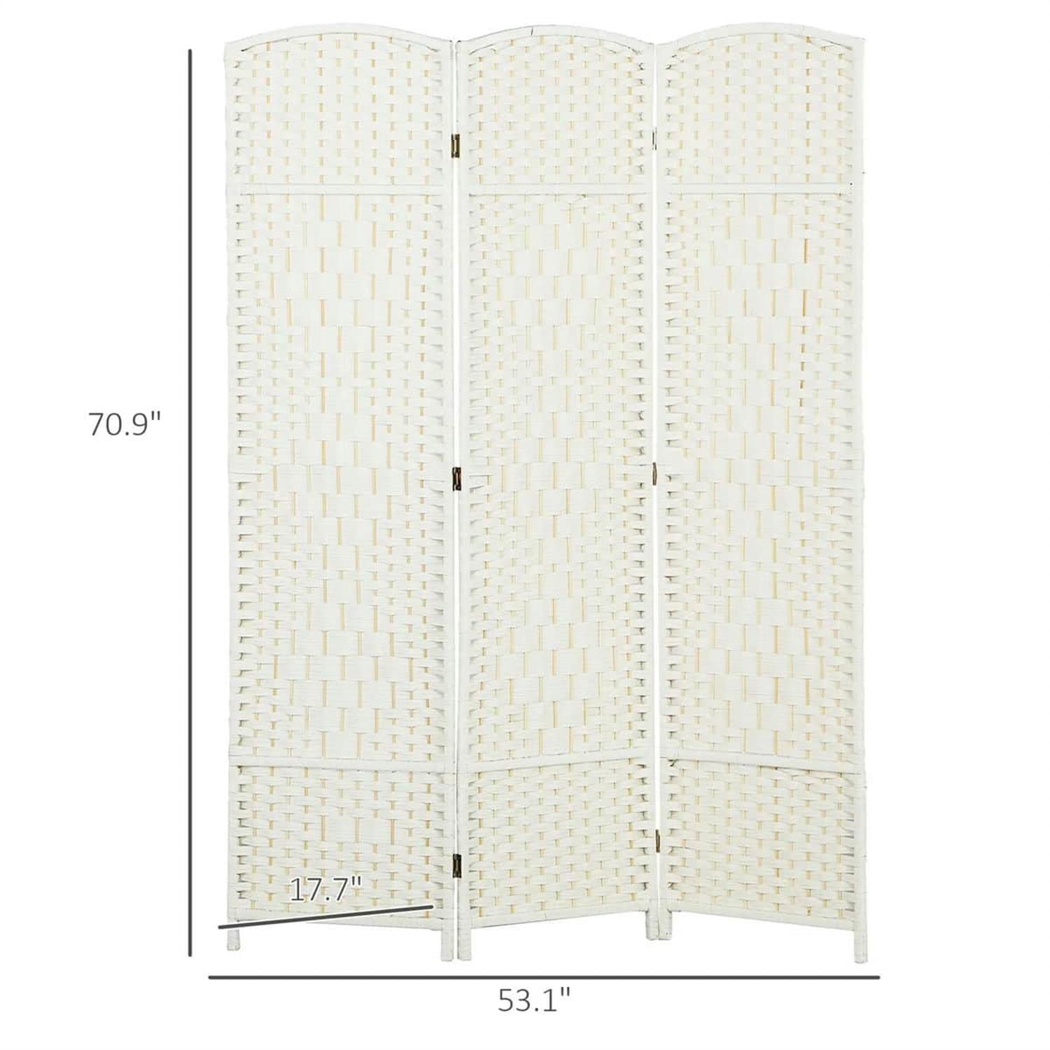 Demi Bonn 3-Panel 6' Tall Freestanding Privacy Screen for Home Office Divider, Space-Saving Partition, White